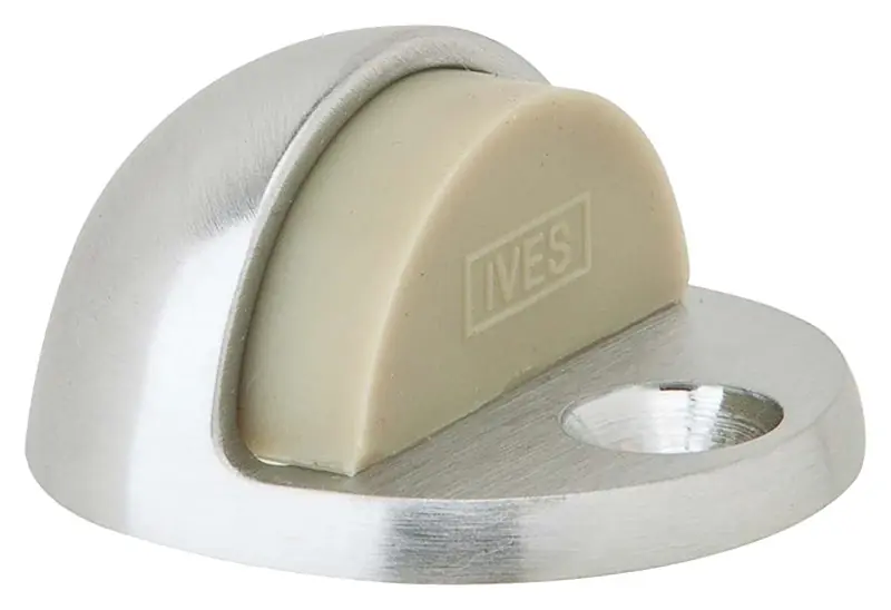 1-3/4 In. W X 2 In. L Heavy Duty Brass Satin Chrome Door Stop With Rubber Bumper