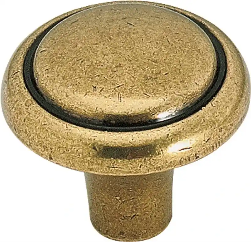 Bp1308o77 Burnished Brass Cabinet Knob, 1-1/8" Diameter, Zinc Alloy
