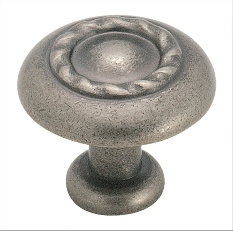 Inspirations Rope Knob, 1.25 Inch Diameter - Weathered Nickel Finish