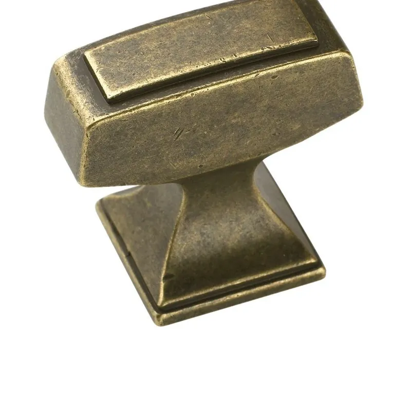 Mulholland Rustic Brass Rectangular Cabinet Knob 1-1/4 In.