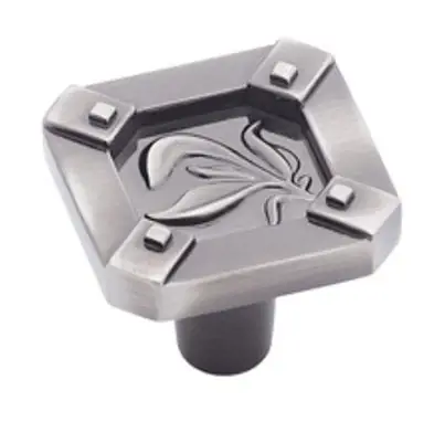 Ambrosia 1-1/4-inch Square Cabinet Knob In Pewter Finish