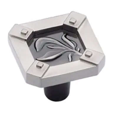 Ambrosia Square Cabinet Knob 1-1/4 In. Pewter/satin Nickel Finish