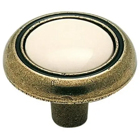 Bp76244ab 1-1/4 Inch Mushroom Cabinet Knob With Ceramic Center And Etched Ring