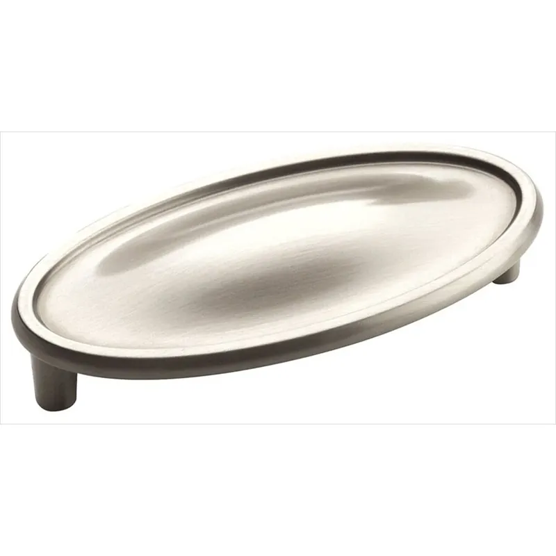 Manor Satin Nickel Oval Cup Cabinet Pull 3-in Center To Center