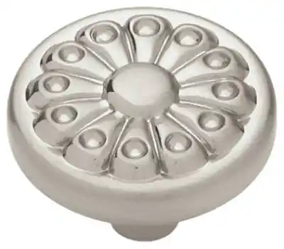 Satin Nickel Fan Design Round Cabinet Knobs, 2-Pk.