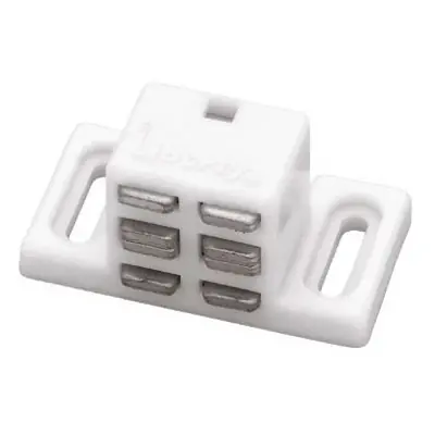 Cabinet Catch, High-Rise, Double Magnetic, White, 2-Pk.