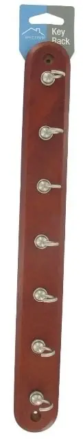 7-hook Wall Mount Key Rack In Satin Nickel And Walnut Finish