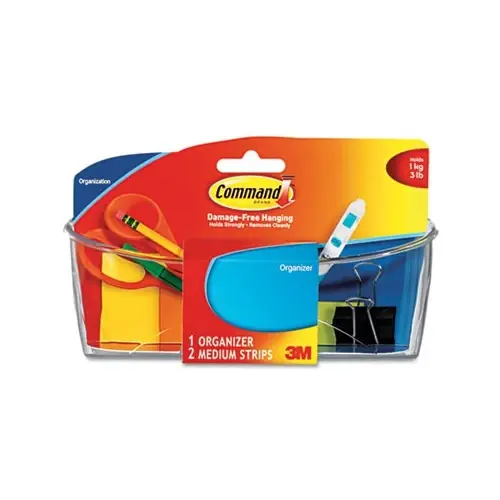 Command Small Transparent Organizer With Command Strips, Holds 3 Lbs, Clear