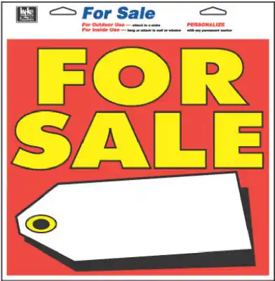 13" For Sale Tag Sign - Weather-resistant Styrene, Multi-color Design