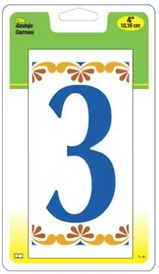 Hy-Ko Products TL-40-3 4 In. Ceramic Tile Colorful House Number 3