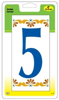 Hy-Ko Products TL-40-5 4 In. Colorful House Number 5