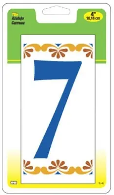 Hy-Ko Products TL-40-7 4 In. Colorful House Number 7