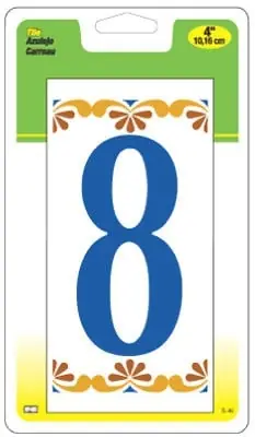 Hy-Ko Products TL-40-8 4 In. Ceramic Tile Colorful House Number 8