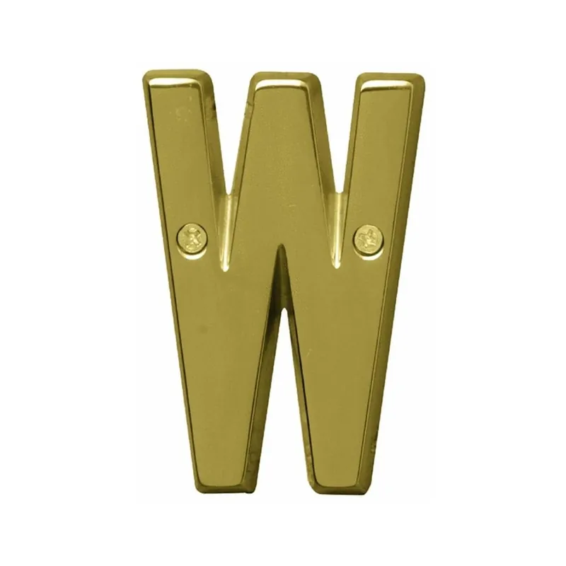 4 Inch Dimensional Polished Brass Letter W - High-quality House Number