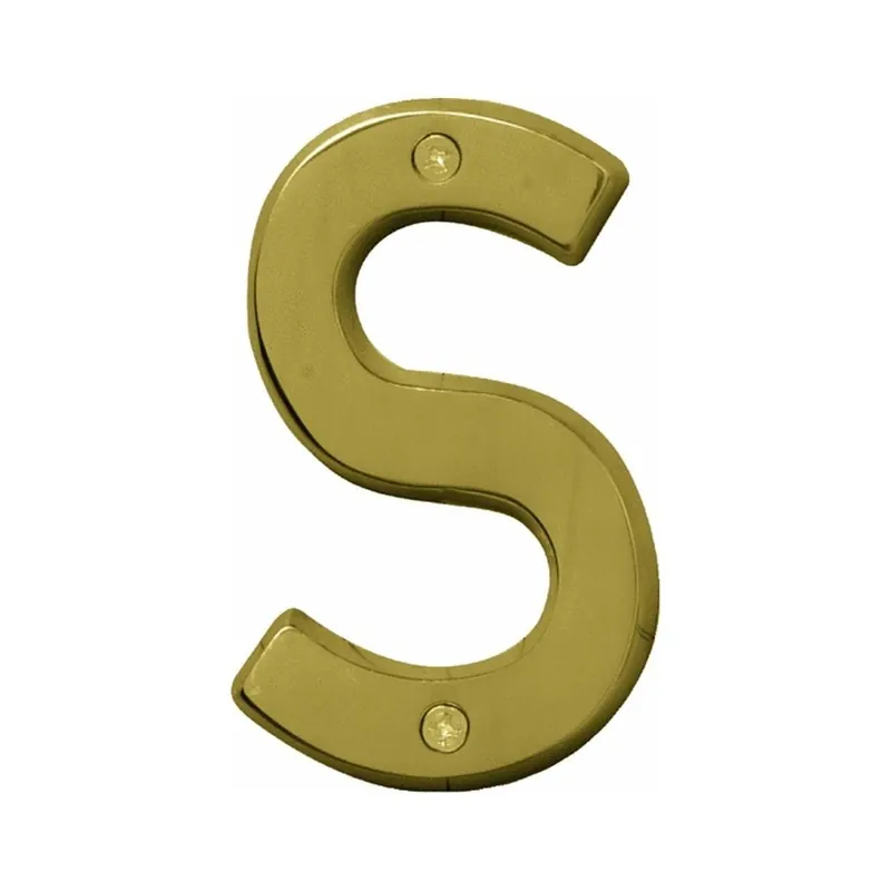 4" Polished Brass Dimensional Letter S - High-quality House Number