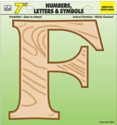 Gb-7/f 7 Inch Wood Grain Letter F For Address Signage