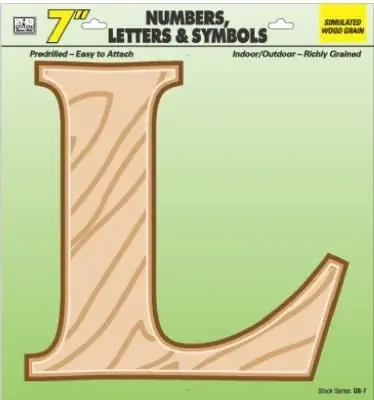 Hy Ko GB-7/L 7 Inch Wood Grain Letter L