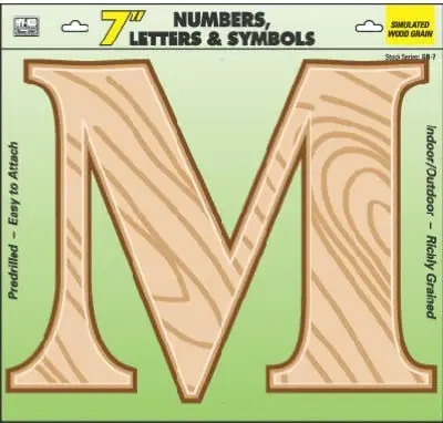 Gb-7/m 7 Inch Wood Grain Poly Letter M