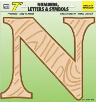Hy-ko Gb-7/n 7 Inch Wood Grain Letter N - Durable Plastic Signage