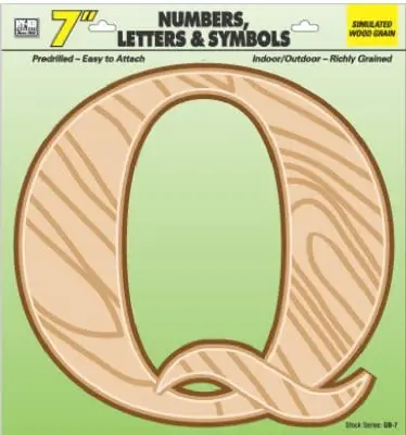 7 Inch Poly Letter Q - Simulated Wood Grain Finish