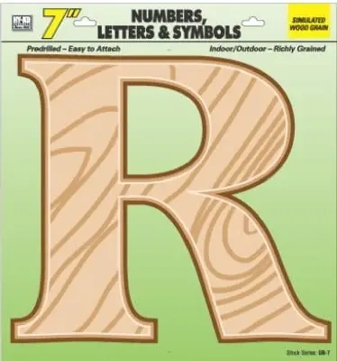 Hy Ko GB-7/R 7 Inch Wood Grain Letter R