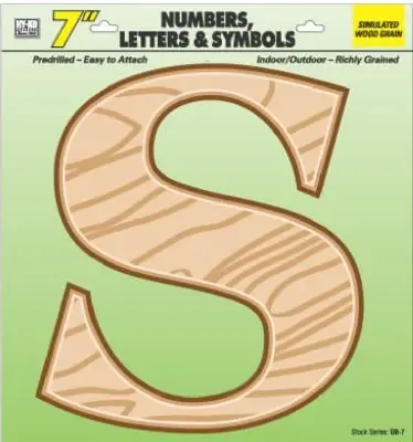 Gb-7/s 7 Inch Simulated Wood Grain Letter S