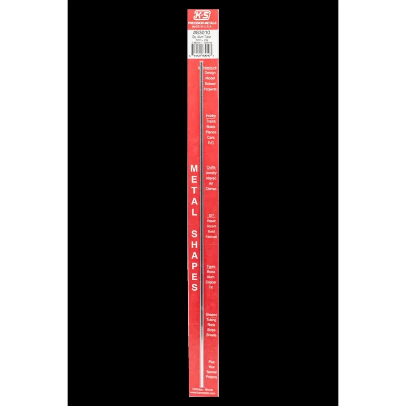 12 In. L Square Aluminum Tube, 3/32 In. Width, 0.014 In. Wall Thickness
