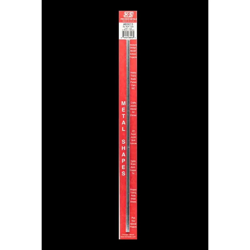 12 In. L Square Aluminum Tube, 3/16 In. Width, 0.014 In. Wall Thickness