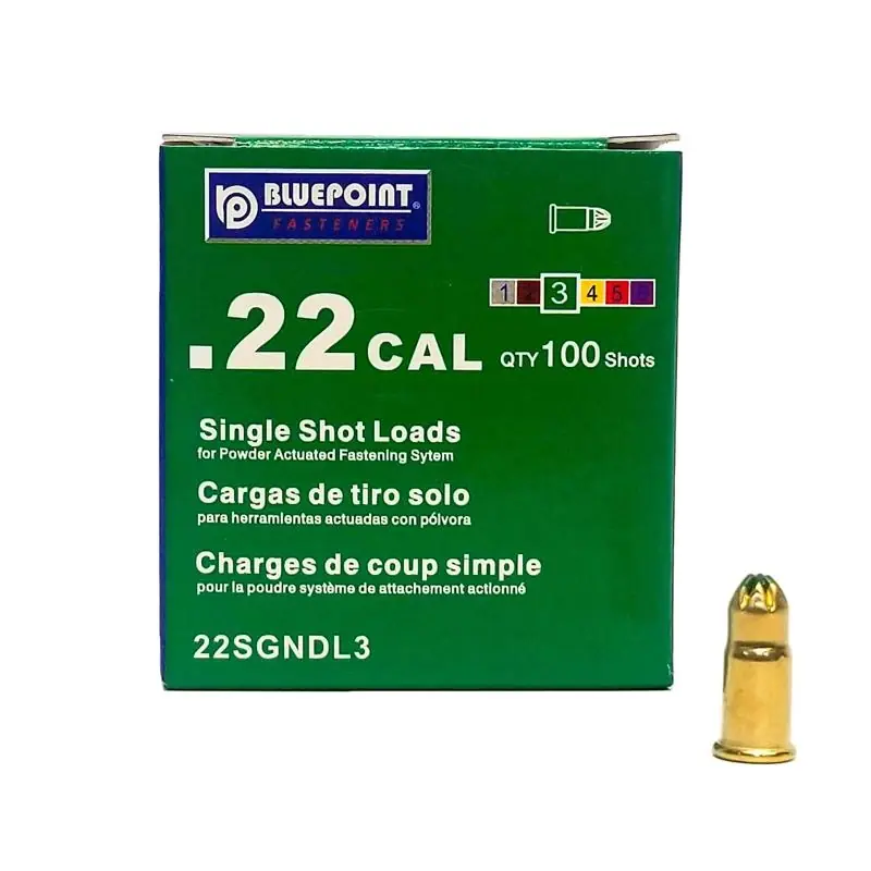 .22 Caliber Brass Flat Head Powder Loads - 100 Count Box