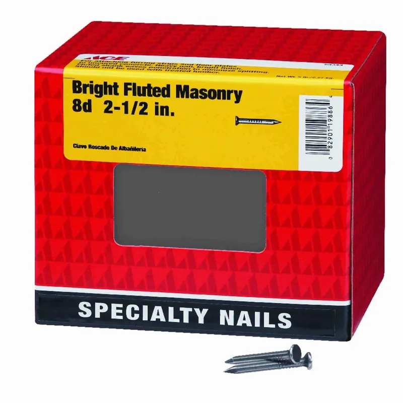 Ace 8D 2-1/2 In. L Masonry Steel Nail Flat Head Fluted Shank 1 Pk 5 Lb.