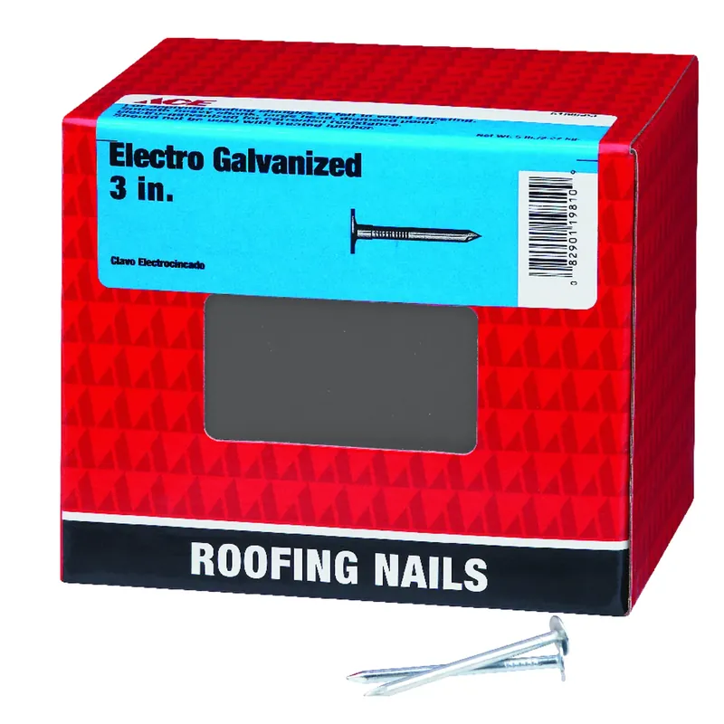 3 In. Electro-galvanized Steel Roofing Nails Large Head Smooth Shank 5 Lb