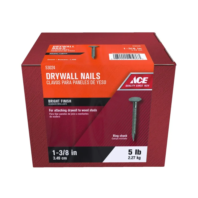 Ace 1-3/8 In. L Drywall Bright Nail Annular Ring Shank Flat 5 Lb.
