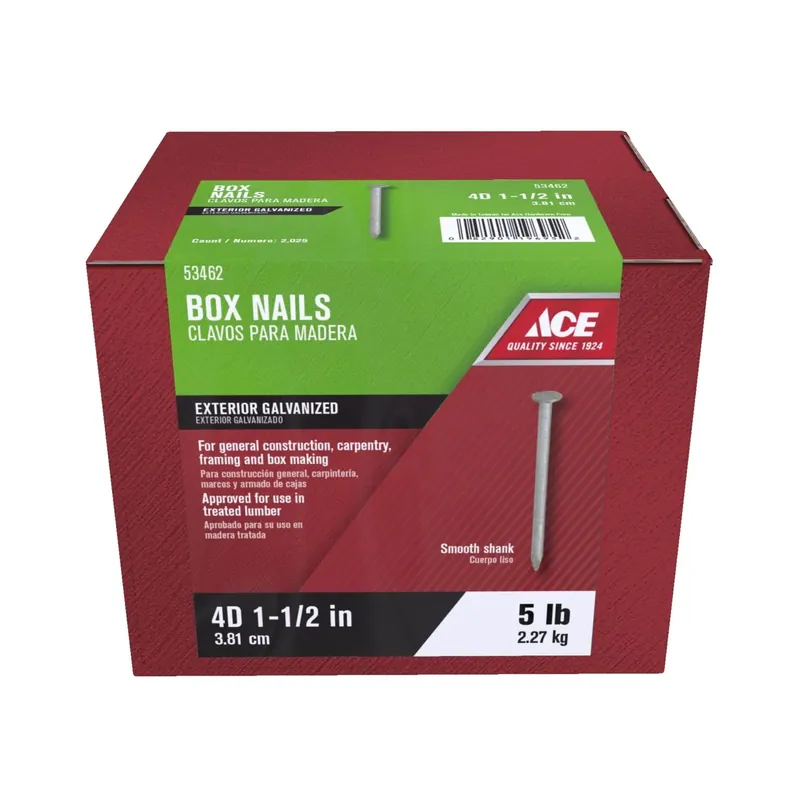 Ace 4D 1-1/2 In. L Box Hot-Dipped Galvanized Steel Nail Thin Shank Flat 5 Lb.