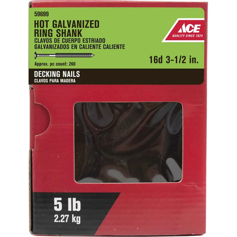 16d 3-1/2 In. L Hot-dipped Galvanized Steel Deck Nails - 5 Lb. Box