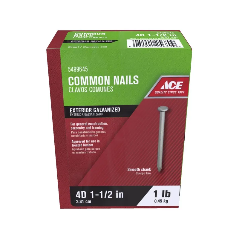 Ace 4D 1-1/2 In. L Common Steel Nail Flat Head Smooth Shank 1 Pk 1 Lb.