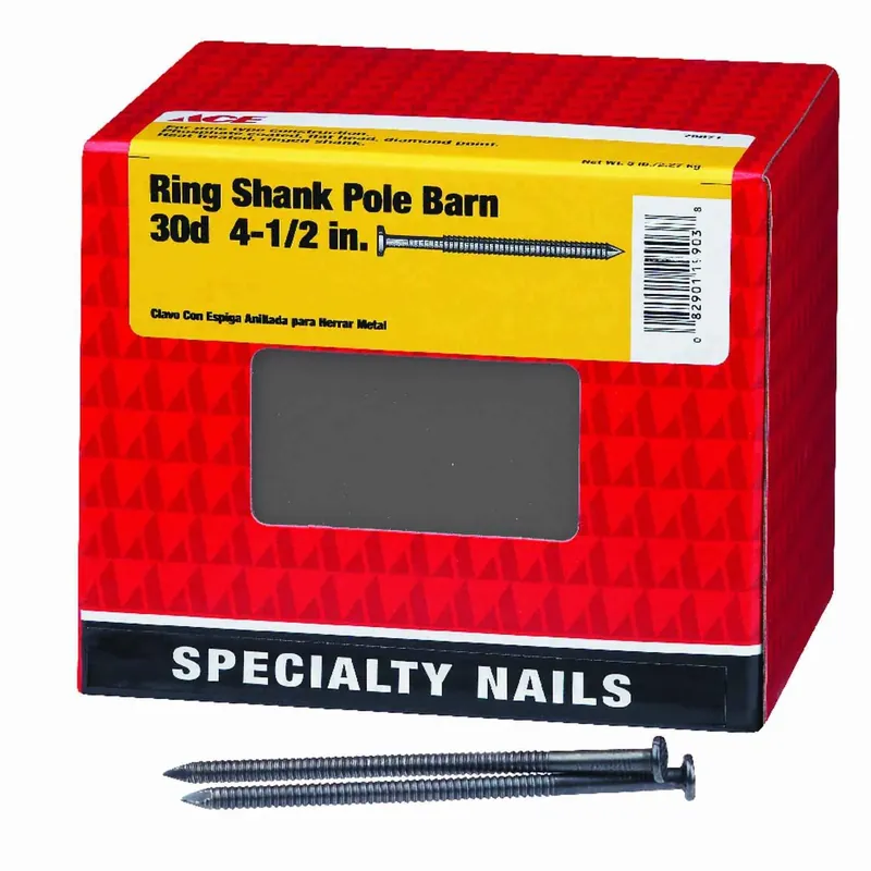 Ace 30D 4-1/2 In. L Pole Barn Steel Nail Flat Head Annular Ring Shank 1 Pk 5 Lb.