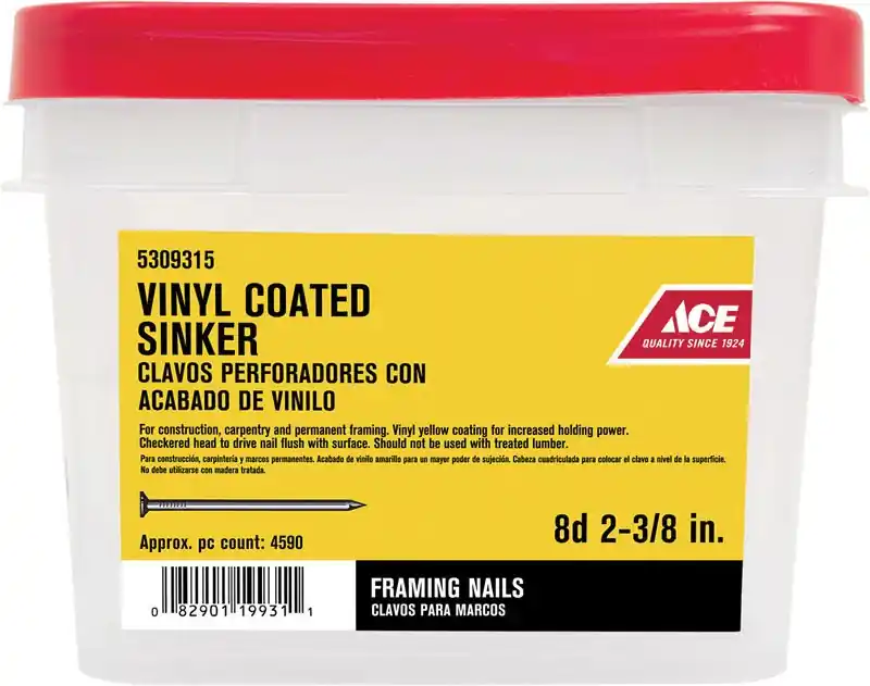 Ace 8D 2-3/8 In. L Sinker Steel Nail Checkered Head Smooth Shank 1 Pk 30 Lb.