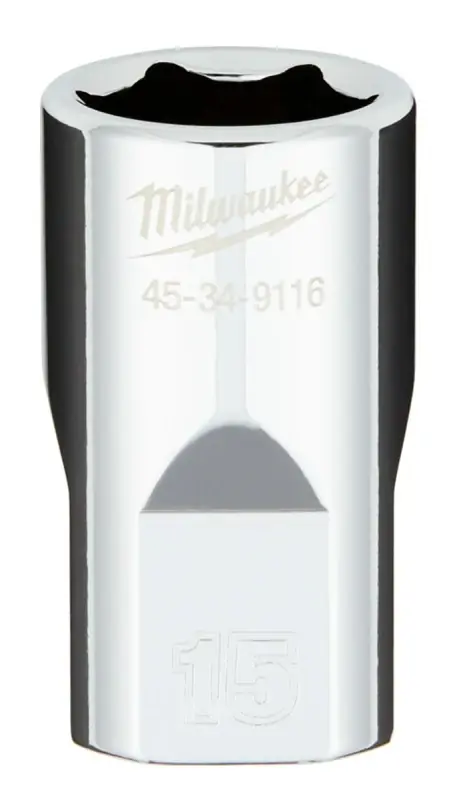 1/2 In. Drive 15 Mm 6-point Shallow Metric Socket With Four Flat Sides