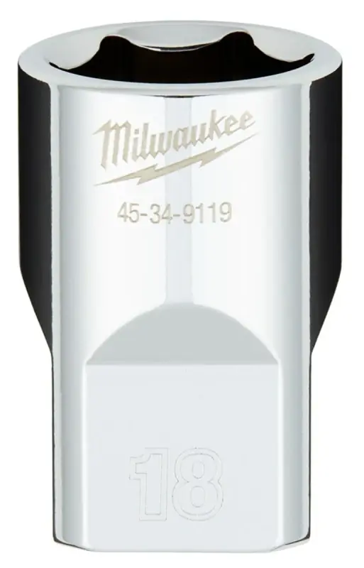 1/2 In. Drive 18 Mm 6-point Shallow Metric Socket With Four Flat Sides