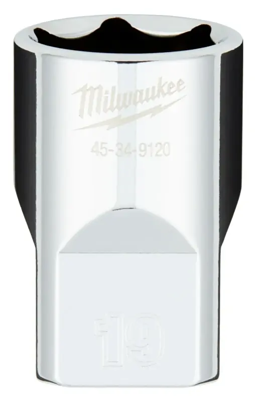 1/2 In. Drive 19 Mm 6-point Shallow Metric Socket With Four Flat Sides
