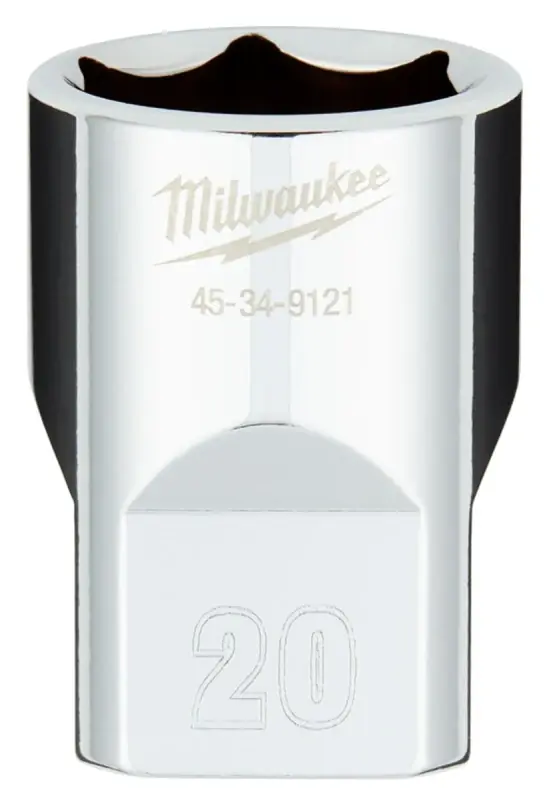 1/2 In. Drive 20 Mm 6-point Shallow Metric Socket With Four Flat Sides