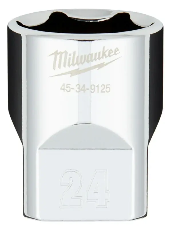 1/2 In. Drive 24 Mm 6-point Shallow Metric Socket With Four Flat Sides