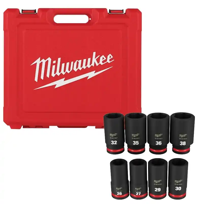 Shockwave 3/4 In. Drive Metric 6 Point Deep Impact Socket Set 8 Pieces