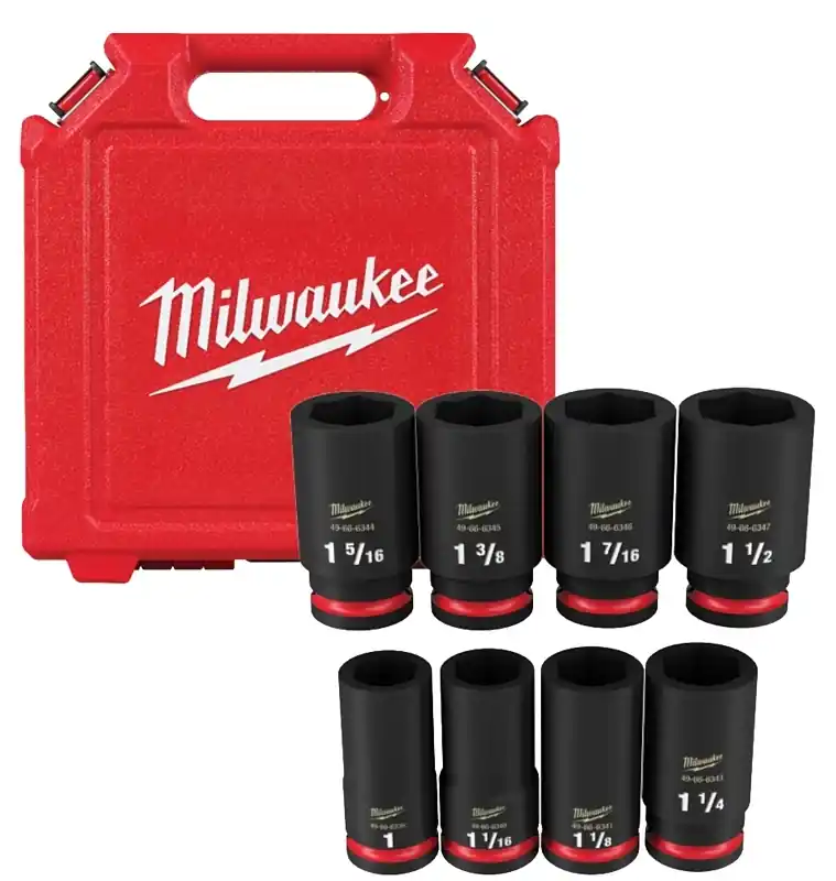 Shockwave 1-3/8 In. X 3/4 In. Drive Sae 6 Point Deep Impact Socket Set 8 Piece