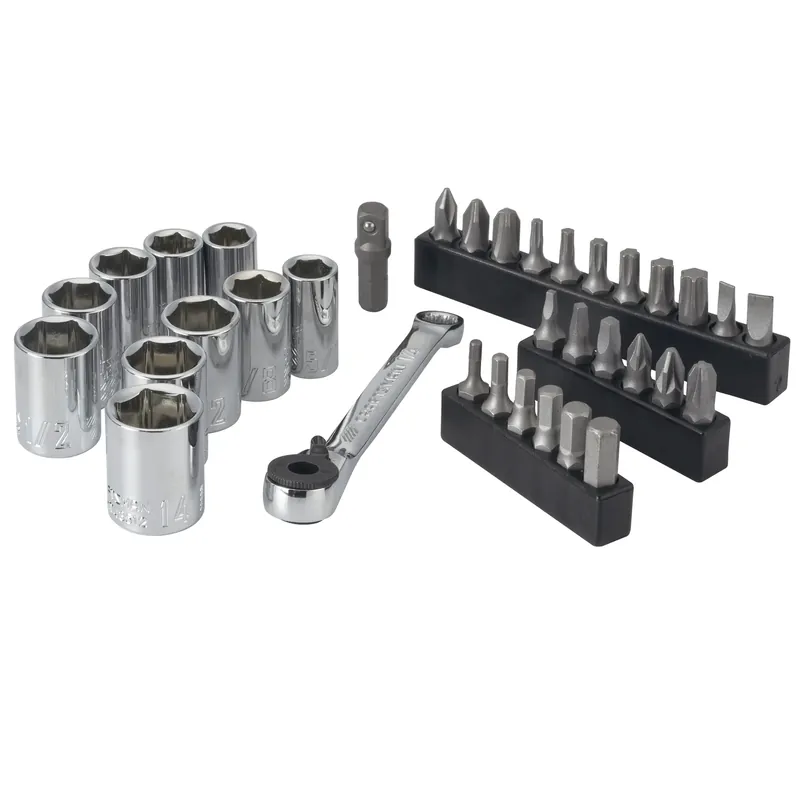 1/4 In. Drive Metric And Sae Right Angle Ratcheting Bit Driver Set 35 Pieces
