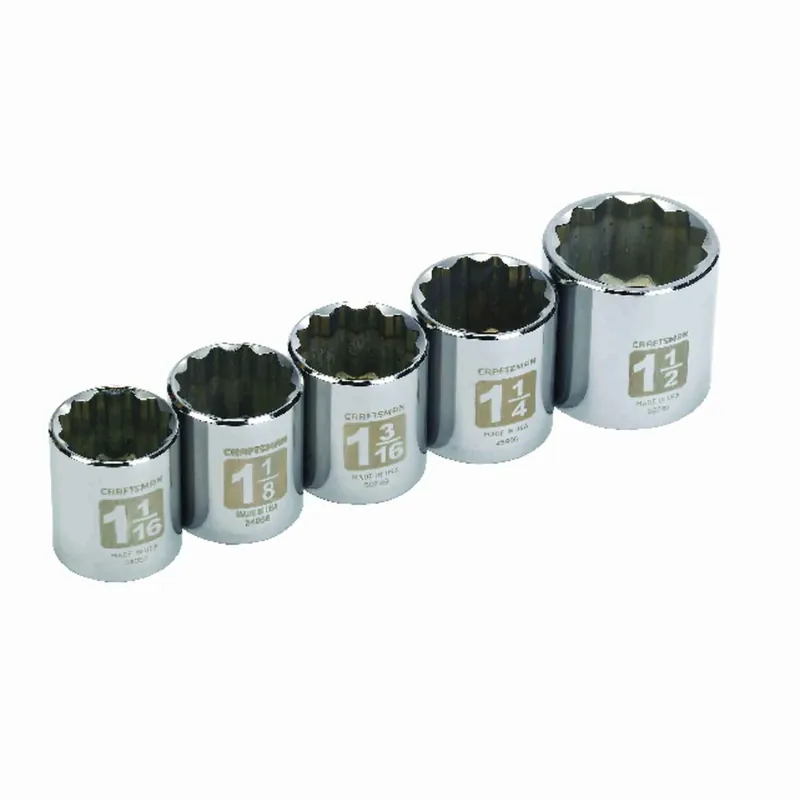 1-1/2 In. X 1/2 In. Drive Sae 12 Point Standard Socket Set 5 Pieces