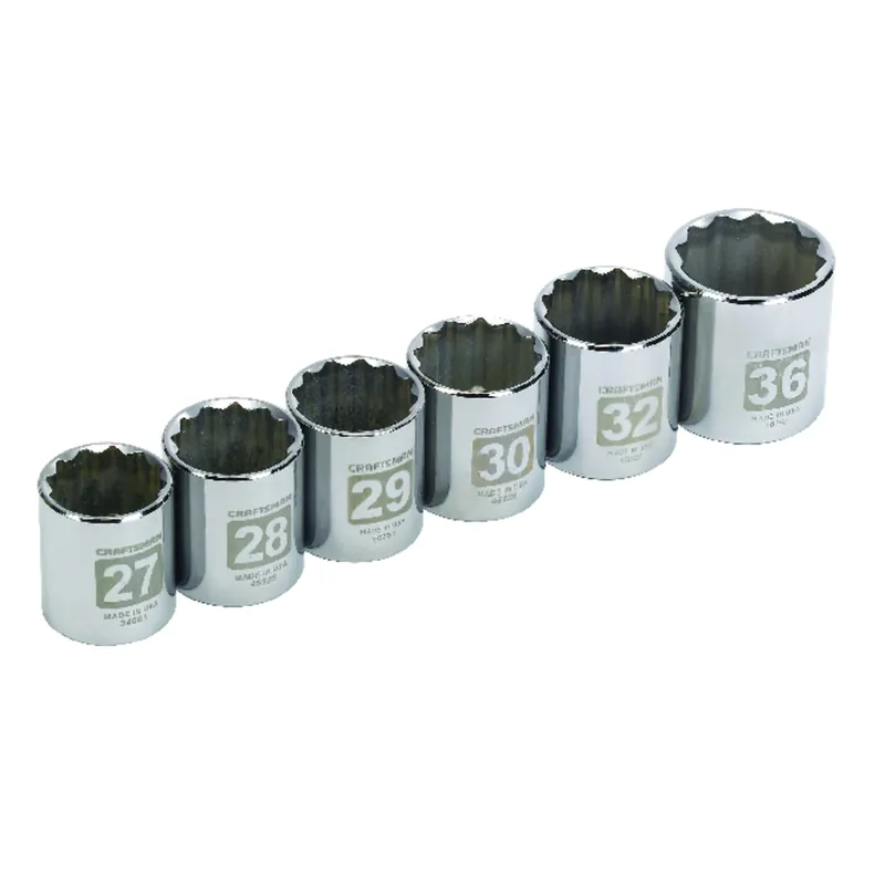 1/2 Inch Drive Metric 12 Point Socket Set - 6 Piece Tool Set