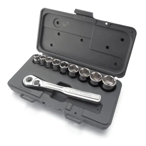 10 Piece 3/8 Inch Drive Standard Socket Wrench Set With 6 Point Design