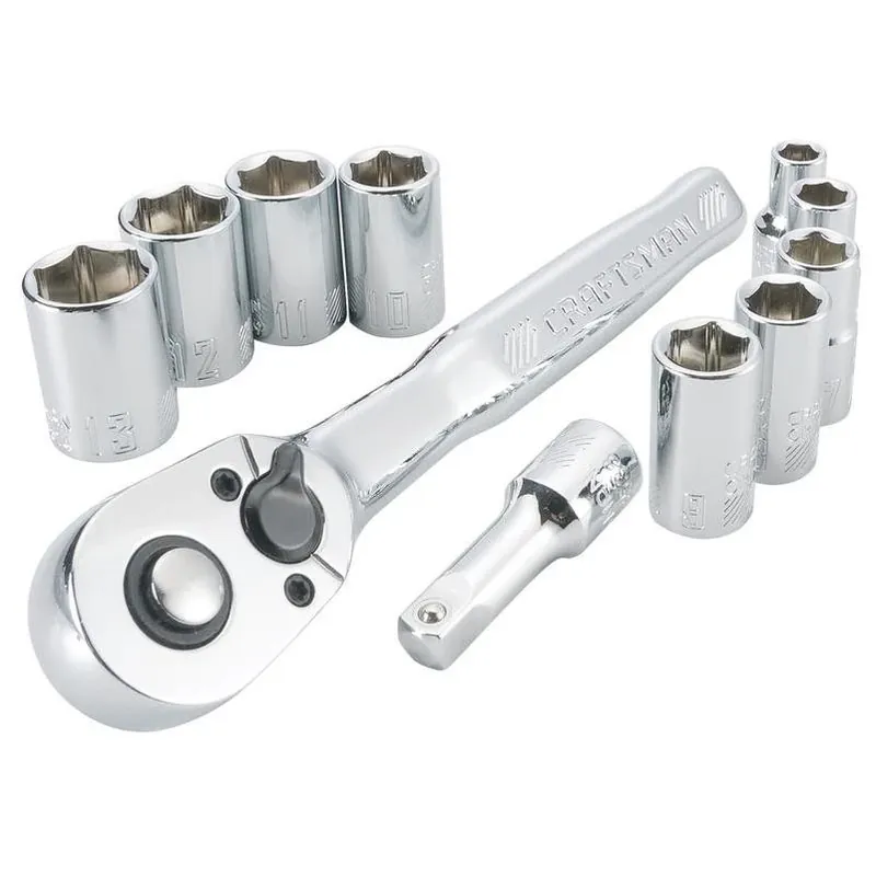 Craftsman 11‑Piece 1/4‑in Metric Socket & Ratchet Set – Alloy Steel, Polished Chrome