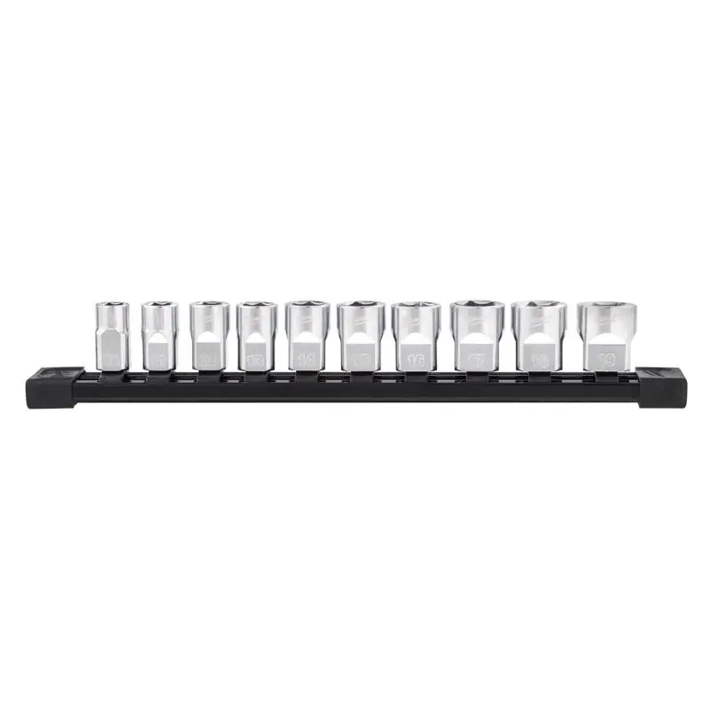 3/8 In. Drive Metric 6 Point Socket Set With Four Flat Sides - 10 Pieces
